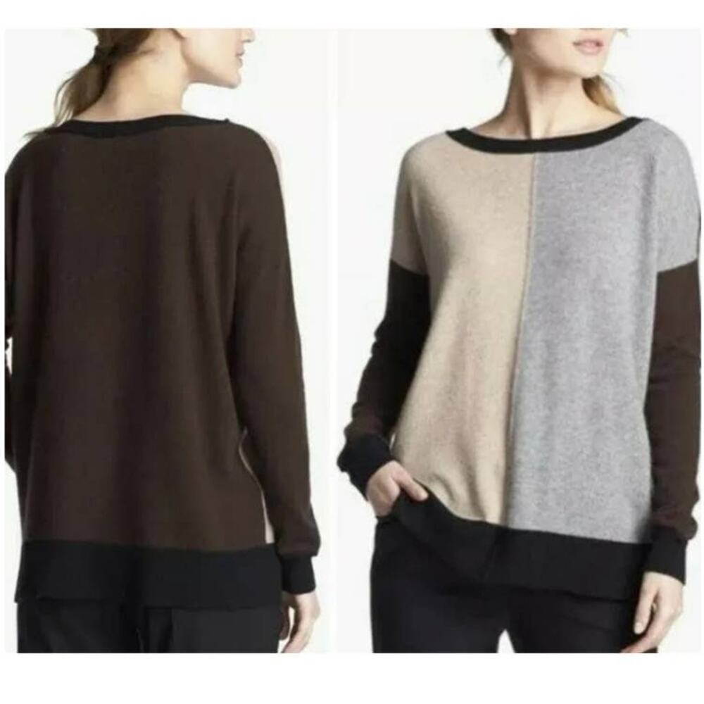 Pure Amici 100% Cashmere Color Block Tunic Sweater Size Large